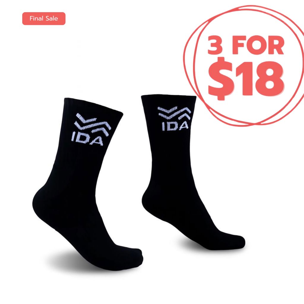 IDA Training Socks | Football, Rugby, Running, & More Socks Ida Sports Black Small 